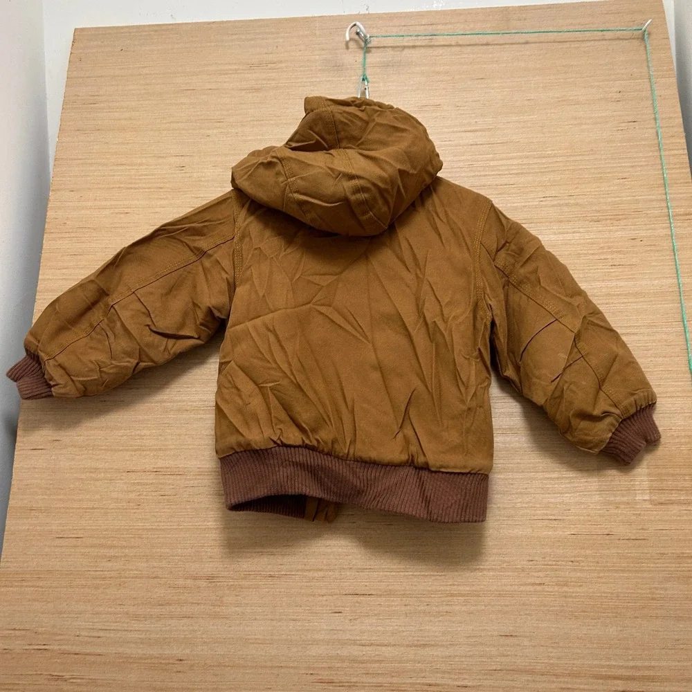 Carhartt Toddler 2T Brown Cotton Duck Quilted Flannel Lined Active Jacket Hooded